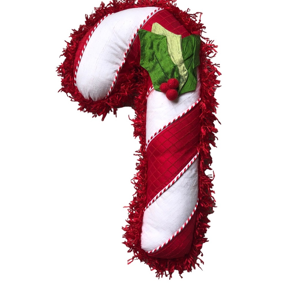 Silk Candy Cane Christmas Holiday Throw Pillow